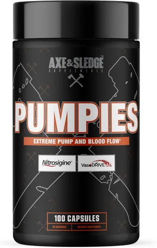 Axe & Sledge PUMPIES - Potenciador de óxido nítrico | Apoya las bombas musculares, el flujo sanguíneo, la vascularidad y el rendimiento | 100