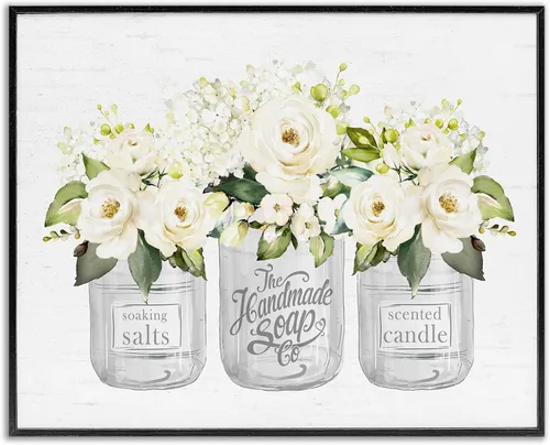 Miniatura 15 de Stupell Industries Ramos florales antiguos en frascos, arte giclée enmarcado, blanco, 20 x 16 pulgadas, fácil de colgar y resistente, fabricado