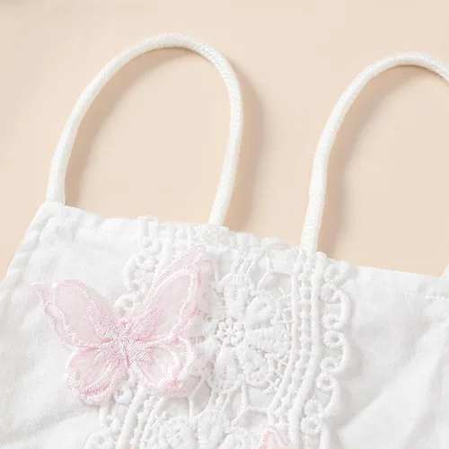 Miniatura 5 de Kaipiclos Mameluco de encaje con volantes de mariposa para bebé recién nacida, overol para sesión de fotos de primer cumpleaños