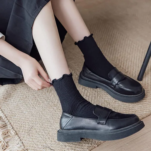 Miniatura 3 de Mcool Mary Calcetines para mujer, con volantes, estilo casual, transpirables, de punto, de algodón, con volantes, paquete de 6