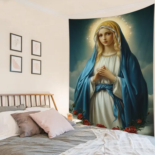 Miniatura 17 de HVEST Tapiz cristiano para colgar en la pared, tapiz navideño para colgar en la pared, tapiz de Jesús para dormitorio, habitación, decoración