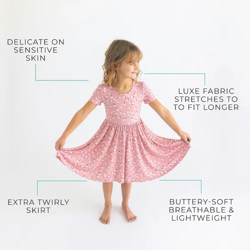 Miniatura 4 de Posh Peanut - Vestidos para niñas – Vestido suave para niña hecho con viscosa de bambú – Vestidos de otoño, primavera y verano para niñas