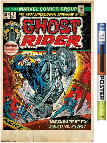 Miniatura 17 de Trends International Marvel Comics Ghost Rider - Póster de pared con portada #1, 22.4 pulgadas de largo x 14.7 pulgadas, versión enmarcada de madera