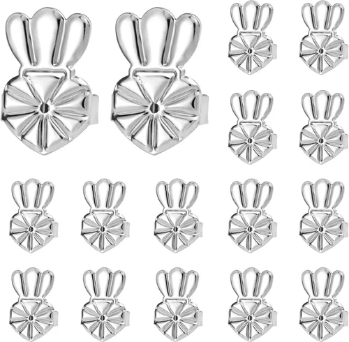 KISSPAT Espalda de aretes para orejas caídas – 8 pares de levantadores de aretes hipoalergénicos – Ajustable – Plata – Moderno Unisex – Todas las