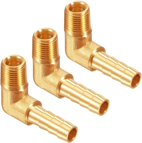 Miniatura 14 de Uenede 3 unids latón 1/2 "NPT macho a 5/8" Barb 90 grados codo rosca manguera manguera accesorios de púas para agua/aceite/gas