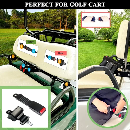 Miniatura 2 de Cinturones de seguridad retráctiles para carrito de golf de 42 pulgadas con kit de soporte de cinturón para Yamaha Club Car DS Precedent EZGO TXT RXV