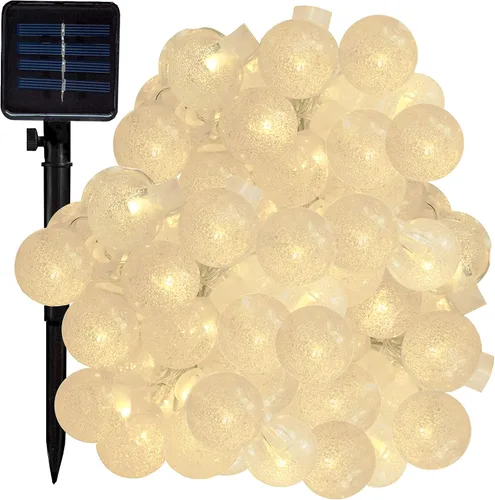 Miniatura 6 de Hometown Evolution, Inc. Tira de luces de burbujas de aire alimentadas por energía solar, 30 LED blanco cálido, 8 modos, impermeable al aire libre