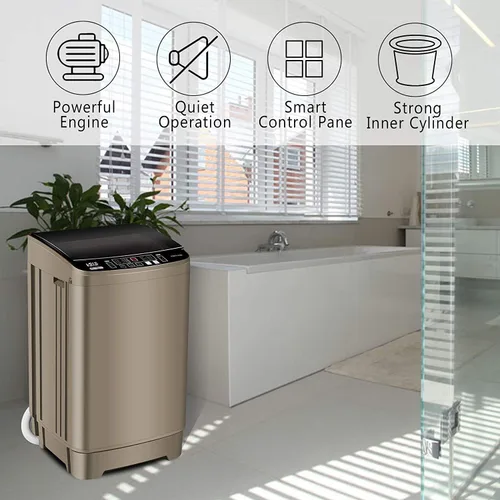 Miniatura 2 de KRIB BLING Lavadora completamente automática con bomba de drenaje, lavadora compacta de 17.7 libras, 10 programas de lavado y 8 niveles de agua