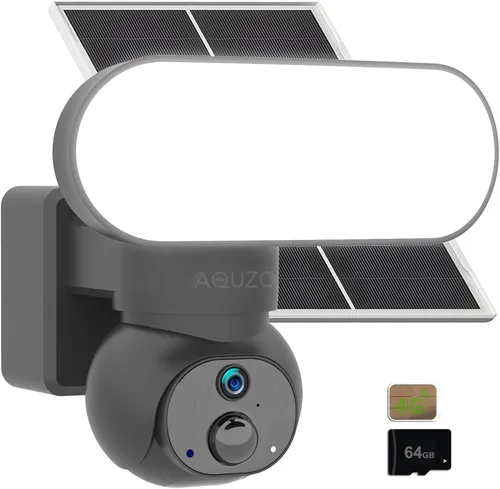 Cámara de seguridad inalámbrica con reflector celular LTE 4G con energía solar, no necesita WiFi para exteriores, perfecta para granja, rancho,