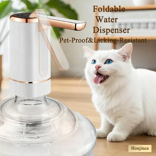 Miniatura 4 de Dispensador de agua eléctrico plegable para jarra de 5 galones, carga USB, 3 modos con interruptor de apagado automático, portátil para el hogar, al