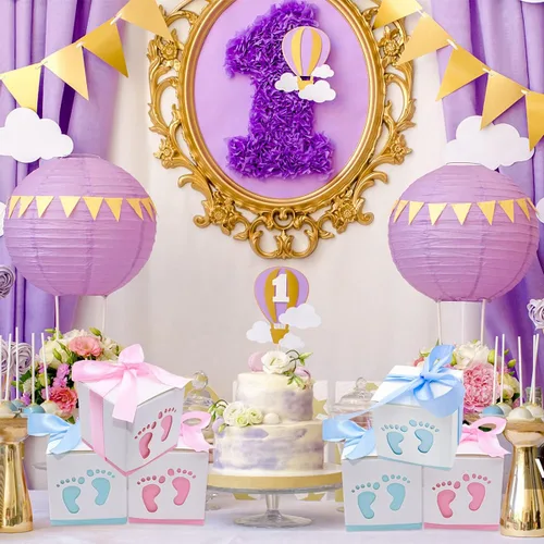 Miniatura 5 de 50 cajas de recuerdo de fiesta de baby shower, diseño de huellas, cajas de regalo para niños, cumpleaños, baby shower, invitados, boda, fiesta, Rosa