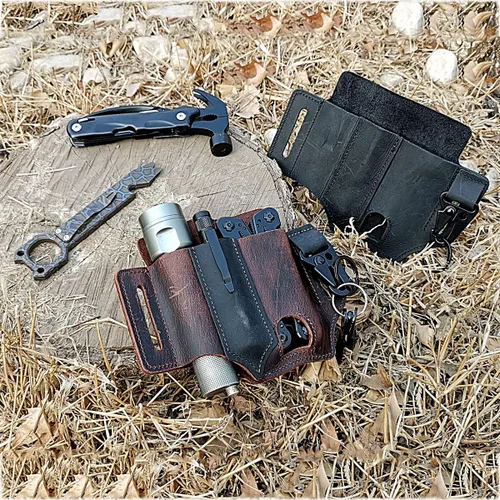 Miniatura 7 de Funda multiherramienta para cinturón organizador de bolsillo EDC de cuero por LIPOUD