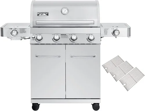 Miniatura 12 de Monument Grills Parrillas de gas propano de 4 quemadores más grandes de acero inoxidable con cubierta de barbacoa (2 artículos), uso al aire libre