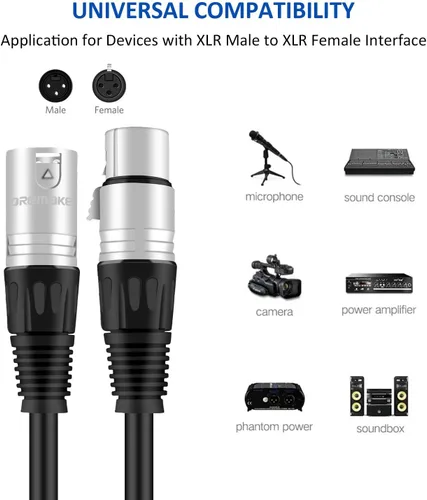Miniatura 5 de Cable de altavoz XLR macho a XLR hembra, cable de conexión de micrófono de audio profesional, cable de micrófono blindado y equilibrado para uso más