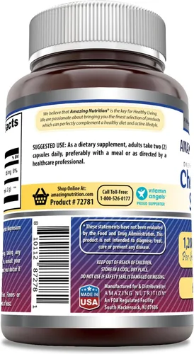 Miniatura 3 de Amazing Formulas - Suplemento de sulfato de condroitina de 1200 mg por porción, cápsulas, sin OMG, sin gluten, fabricado en Estados Unidos