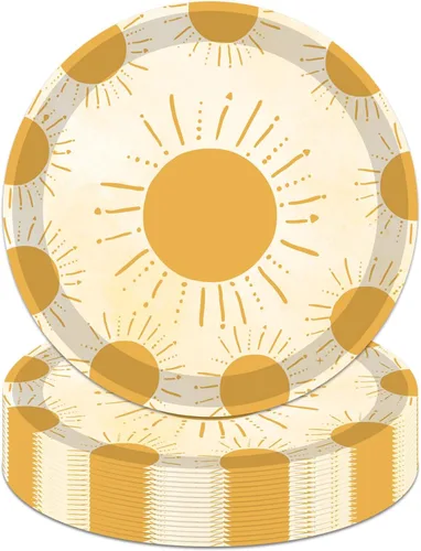 30 PCS Platos de Sol Boho Primer Viaje Alrededor del Sol Decoraciones de Cumpleaños 9 Pulgadas Suministros de Fiesta Hippie Bohemio Sunshine