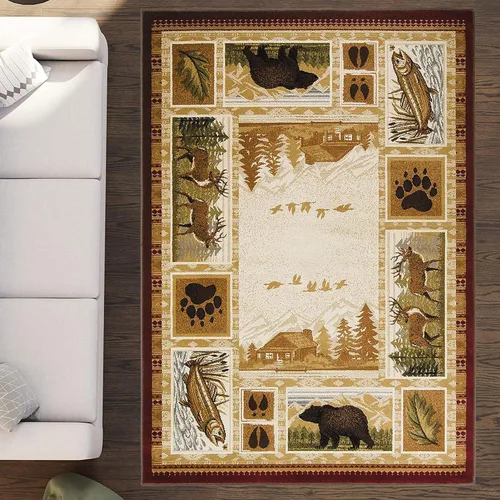 Miniatura 5 de Colección de alfombras de cabaña inspirada en la naturaleza con animales, diseño de felpa y polipropileno fácil de limpiar para decoración del hogar