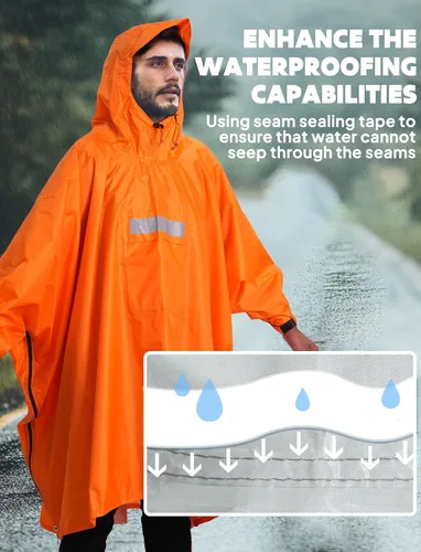 Miniatura 155 de ANYOO Poncho de lluvia con capucha para adultos, impermeable, ligero, para hombres y mujeres, chaqueta de lluvia reutilizable para emergencias al