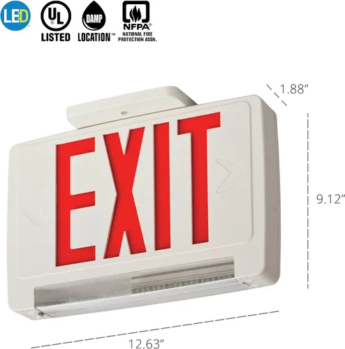 Miniatura 2 de Lithonia Lighting ECBR LED M6 - Barra de luz LED de salida y emergencia con batería de respaldo, 3 vatios, lista húmeda, letras rojas