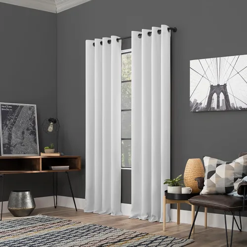 Miniatura 6 de Panel de Cortina Sun Zero Soho Blackout de Eficiencia Energética con Ojales, Blanco Paloma, Par de 54" x 84", Total 108" x 84" Oyster White