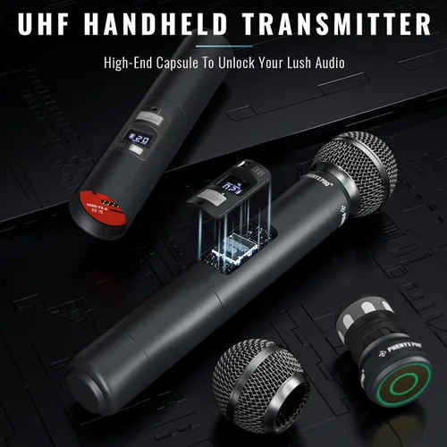 Miniatura 4 de Sistema de micrófono inalámbrico Phenyx Pro, micrófono inalámbrico de cuatro canales, con 4 x 40 frecuencias UHF, escaneo automático, rango largo
