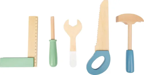 Miniatura 3 de Small Foot - Banco de trabajo compacto de madera - Juego de banco de herramientas en tema nórdico - Juego de más de 21 piezas incluye martillo