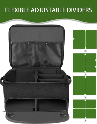 Miniatura 3 de CAMPLAND Bolsa de golf de 2 capas, casillero de golf impermeable para 2 pares de zapatos, almacenamiento duradero para baúl de golf para bolas