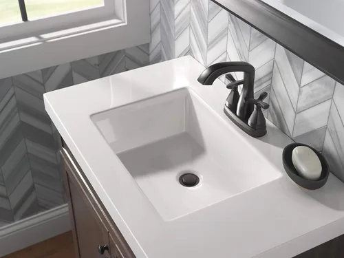 Miniatura 8 de Delta Faucet Stryke - Grifo de baño negro mate, grifo de baño central con asas cruzadas, tecnología de sello de diamante, ensamblaje de drenaje