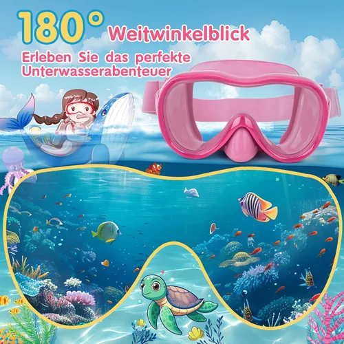 Miniatura 6 de iGym Gafas de natación para niños, máscara de buceo, máscara de buceo, gafas de natación con cubierta de nariz y correas elásticas cubierta y bolsa