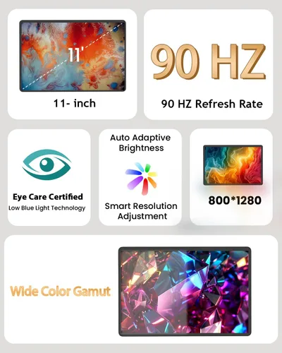 Miniatura 2 de Tablet Android 16 de 11 pulgadas, 32 GB de RAM + 128 GB de ROM (expansión de 1 TB), procesador T7280 Octa-Core 2.2GHz, pantalla IPS FHD+ de 90 Hz