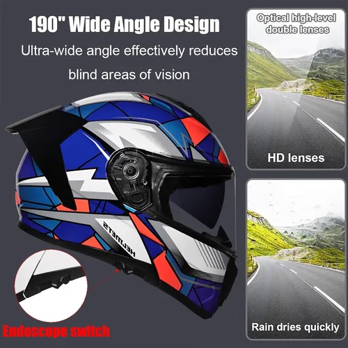 Miniatura 4 de Casco modular de motocicleta con Bluetooth abatible de cara completa aprobado por DOT FMVSS-218 con doble visera, multiventilación, diseño