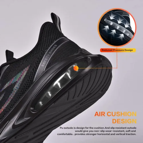 Miniatura 6 de Zapatos de punta de acero para mujeres y hombres, ligeros, indestructibles, a prueba de pinchazos, cómodos zapatos de seguridad antideslizantes