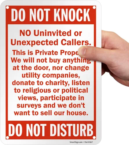 Miniatura 2 de SmartSign Security cartel, leyenda ""Do Not Knock - Do Not Disturb", rojo sobre blanco, Rojo sobre blanco, 1