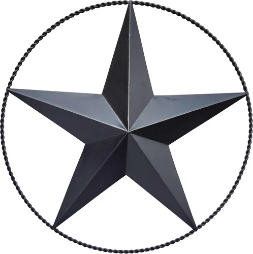 VIVICOMFY Decoración de pared de estrella de granero negra de 12.4 pulgadas, estrellas de metal para exteriores o interiores, decoración de pared de
