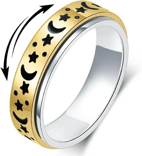Miniatura 9 de Anillo de alivio de la ansiedad, anillo giratorio para aliviar el estrés, de acero inoxidable, anillo giratorio para mujeres, hombres, unisex