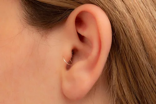 Miniatura 109 de Aretes de aro de oro de plata – Aretes de aro para mujer, dos piezas de aros de plata fina rellenos de oro, aro de hélice, anillo de tragus, aro
