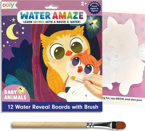 Ooly Water Amaze - Incluye 12 tableros de revelación y cepillo, almohadillas reutilizables para niños, libros de colorear para niños pequeños,