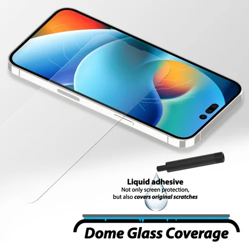 Miniatura 4 de DOME GLASS Whitestone [cobertura completa perfecta] Protector de pantalla de vidrio templado para iPhone 14 Plus con lámpara UV [2 unidades]