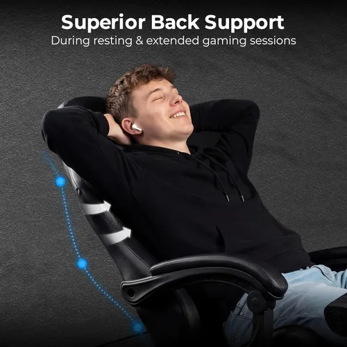 Miniatura 4 de NEO CHAIR Silla para Videojuegos con Reposapiés, Silla de Oficina Ergonómica de Respaldo Alto y Cómoda, con Soporte Lumbar, Altura Ajustable