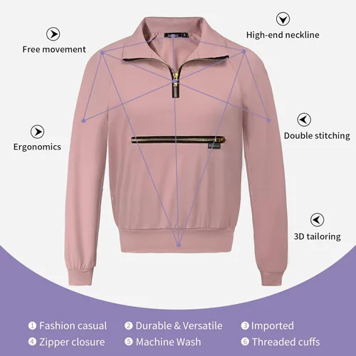 Miniatura 3 de niaahinn Camiseta de manga larga con cuello en V para mujer, uniforme médico