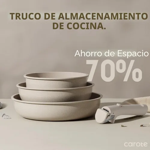 Miniatura 4 de CAROTE Juego de 19 piezas de ollas y sartenes antiadherentes, juego de utensilios de cocina con mango desmontable, juegos de cocina de inducción