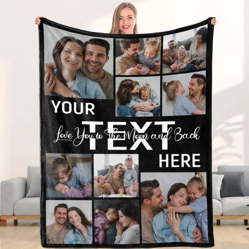 Mantas personalizadas con collage de fotos y texto, hechas en Estados Unidos, mantas personalizadas con imágenes personalizadas para cumpleaños,