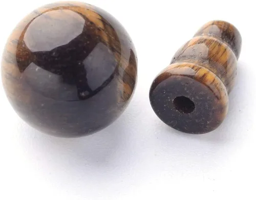 Miniatura 8 de KISSITTY Juego de 2 cuentas naturales de ojo de tigre de 3 agujeros, cuentas budistas de gurú para pulsera Mala, fabricación de joyas de yoga