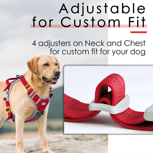 Miniatura 5 de ThinkPet Arnés deportivo transpirable, antitirones para perro, con asa, arnés reflectante y ajustable para perros medianos o grandes, clip trasero