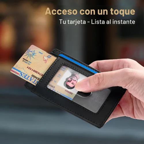 Miniatura 8 de Travelambo Billetera delgada con bolsillo delantero y clip para el dinero con bloqueo de identificación por radiofrecuencia, talla única