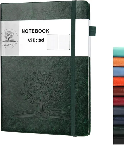 Miniatura 11 de Daofary Cuaderno A5 con rayas de cuero, 160 páginas, diario de 100gsm de papel grueso, tapa dura, con bolsillo, para trabajo, hombres y mujeres, 8.4