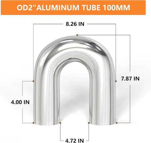 Miniatura 2 de GASHER 1 pieza Tubo de aleación de aluminio de 180 grados para tubo interenfriador, tubo de admisión de aire de 2" OD, longitud de la pata 4" (100mm)