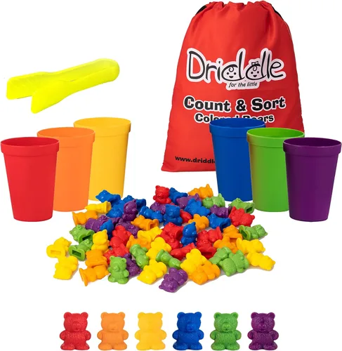 Miniatura 9 de Driddle Osos coloridos para contar con tazas a juego, 100 osos, juguete de aprendizaje de reconocimiento de clasificación, cuenta y color para niños