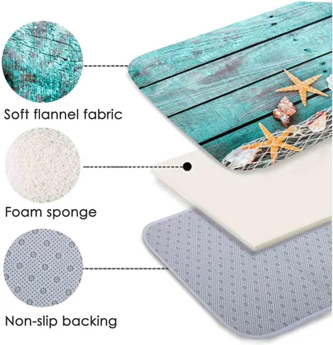 Miniatura 3 de LYFANS Alfombras de baño de espuma de esponja absorbente suave para baño y cocina (30 x 17 pulgadas), tapete de franela antideslizante brillante