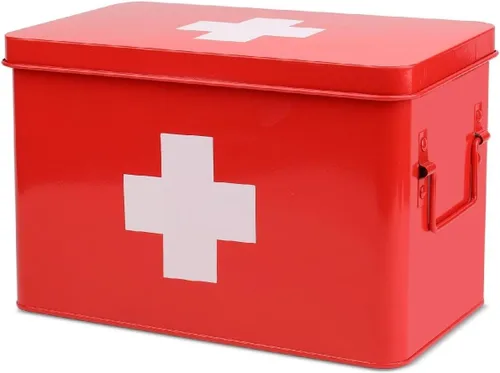Miniatura 12 de Flexzion - Caja para medicamentos del hogar, botiquín de farmacia, 33 x 21 x 19 cm, caja de almacenamiento de metal para medicamentos de emergencia